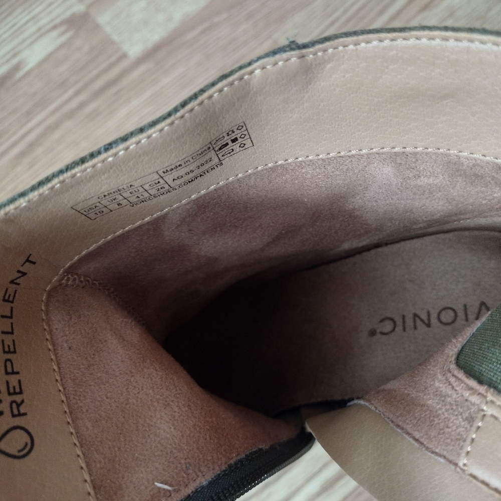 VIONIC Carnelia Water Repellent Olive Green Ankle Boots - Picture 7 of 14